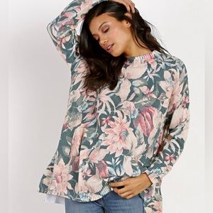 NWT Show Me Your MuMu Fireside Hibiscus Pink & Teal Tunic Sweater